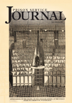Prison Service Journal 285 cover features 19th century illustration showing the adult school in the chapel, on the separate system, at the Surrey House of Correction, Wandsworth